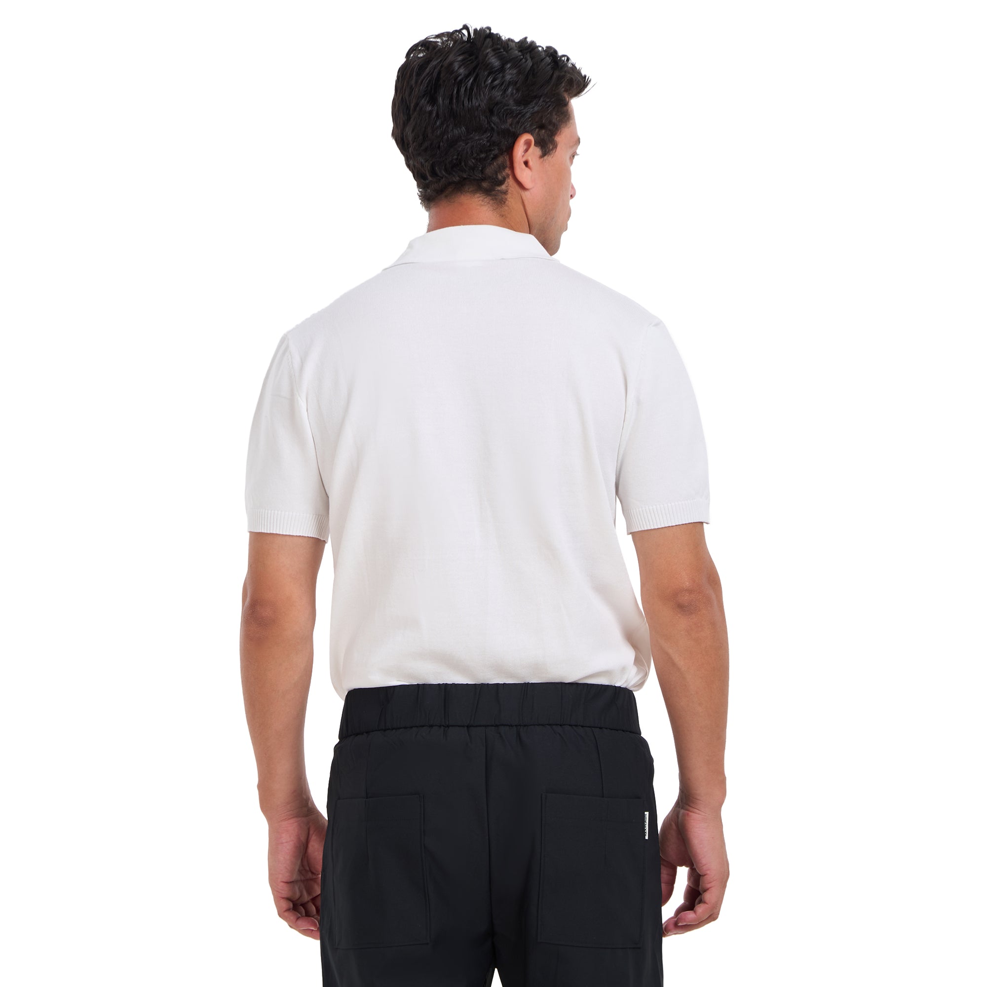 White Knitted Short Sleeves T-shirt