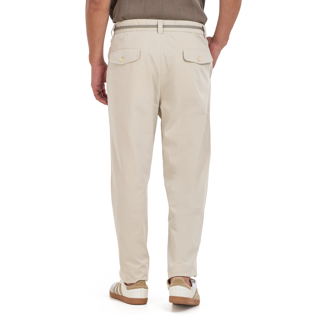 Beige Slim Fit Trousers