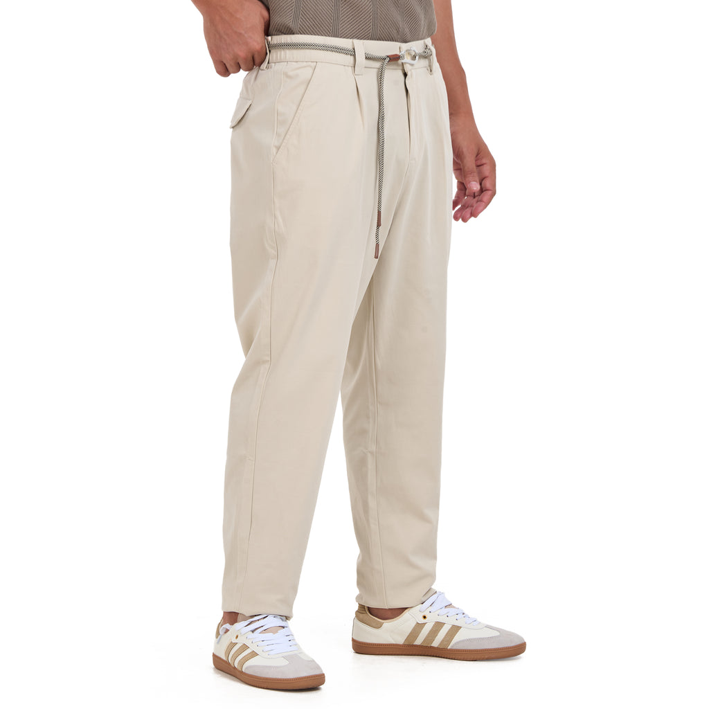Beige Slim Fit Trousers