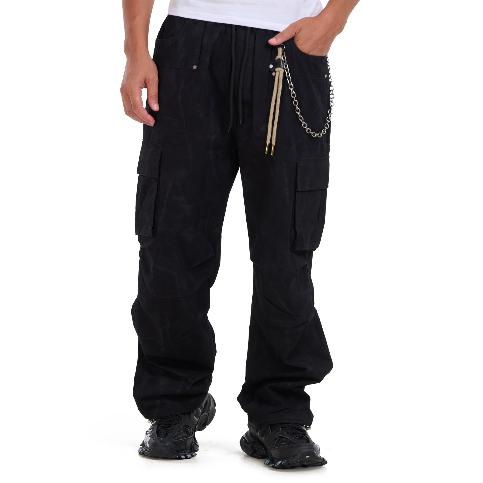 Black Cargo Pockets Trousers