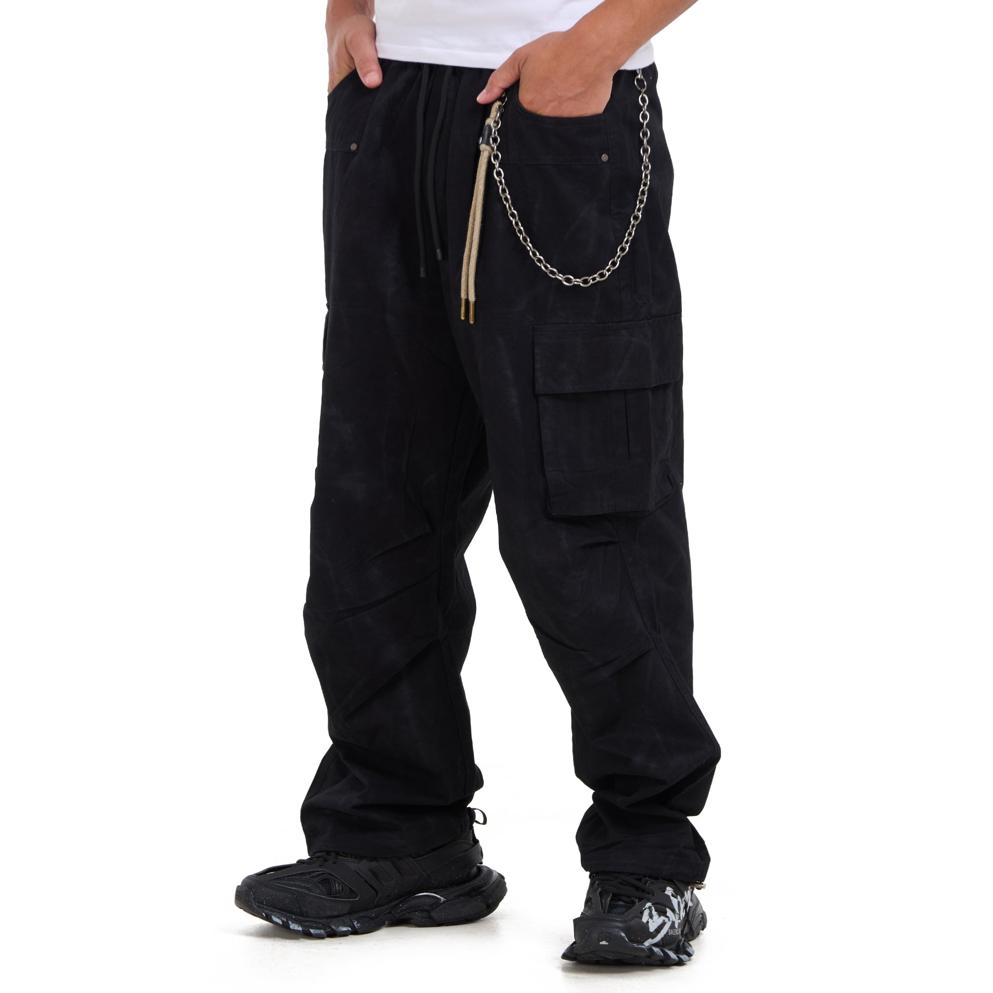 Black Cargo Pockets Trousers
