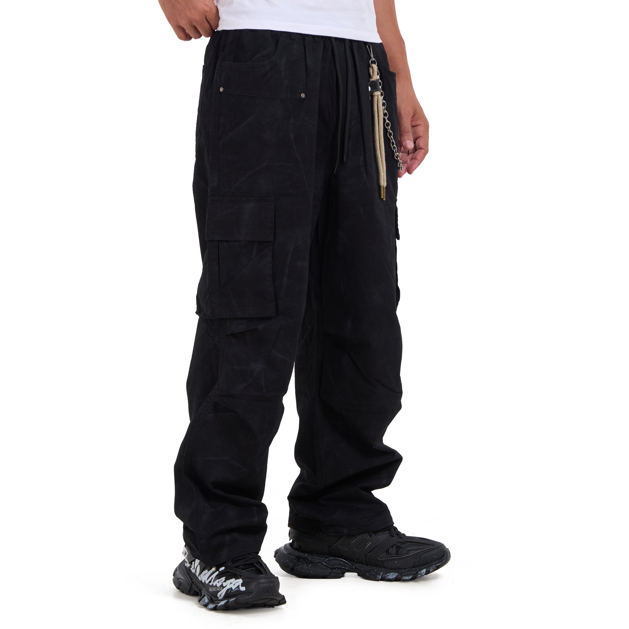 Black Cargo Pockets Trousers