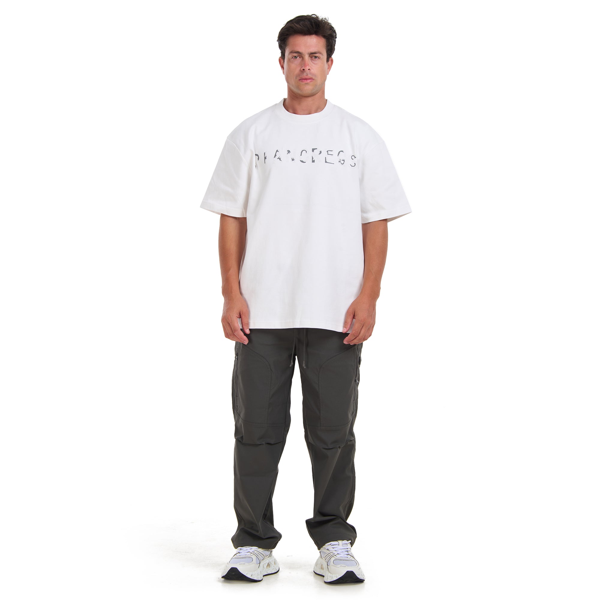 White Print Short Sleeves T-shirt