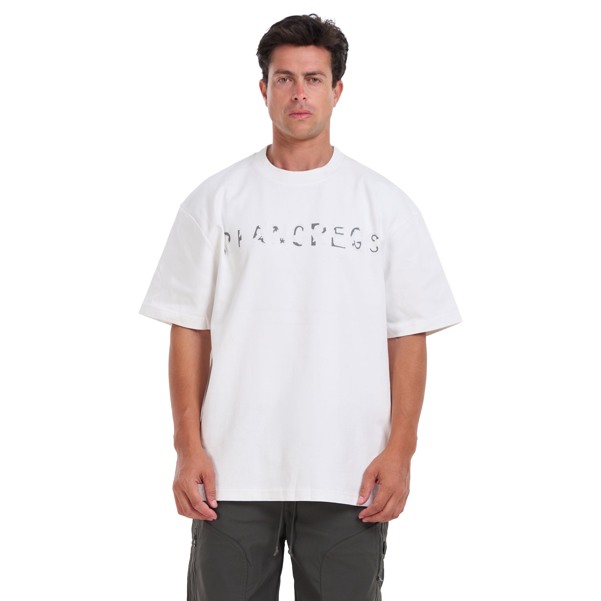 White Print Short Sleeves T-shirt