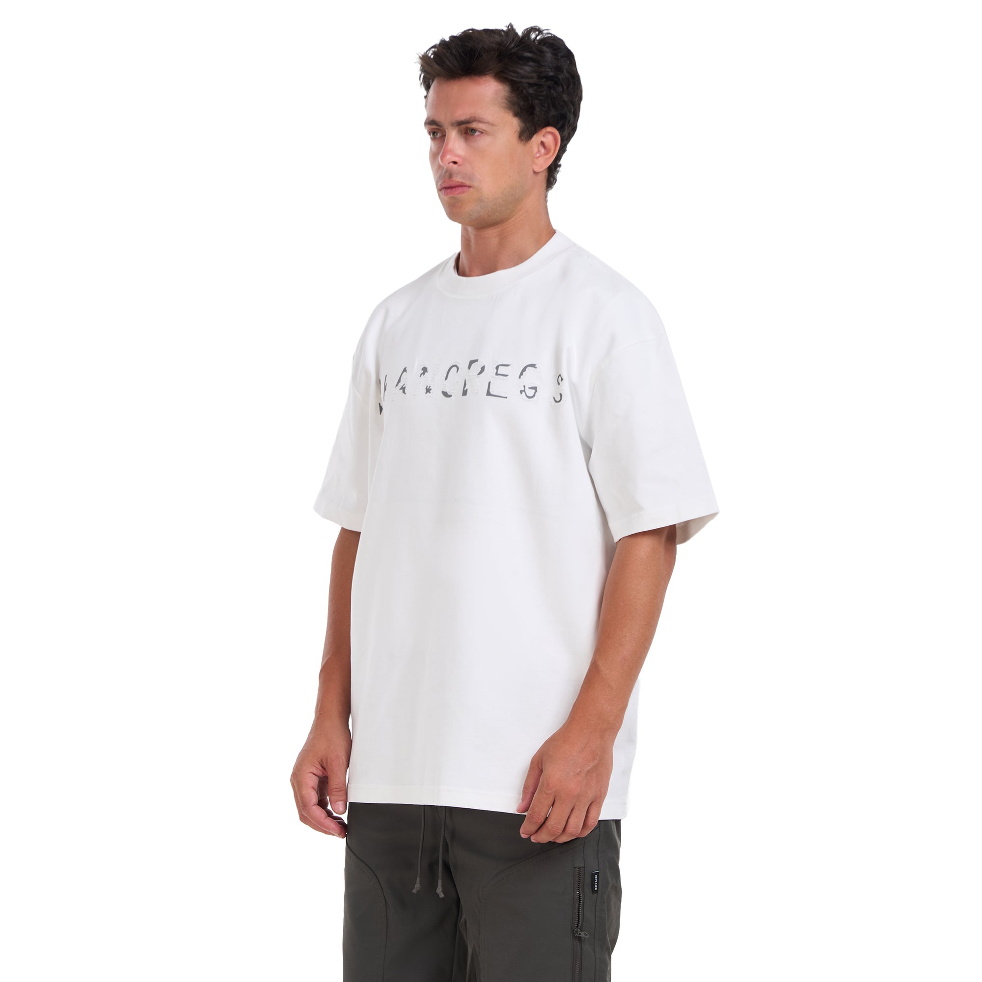 White Print Short Sleeves T-shirt