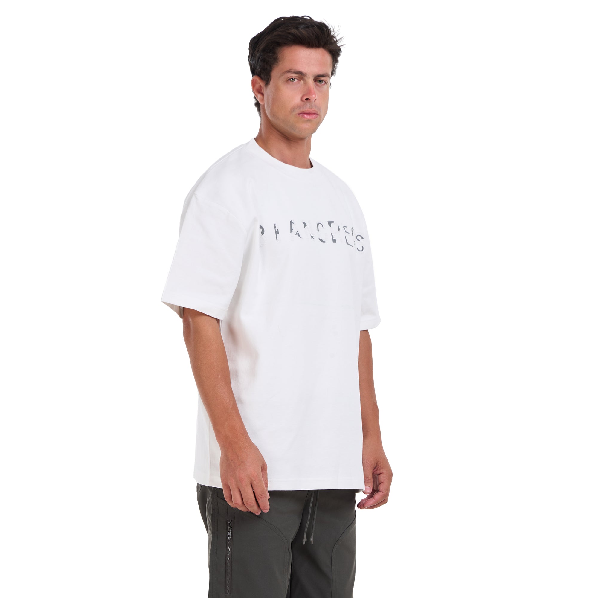 White Print Short Sleeves T-shirt