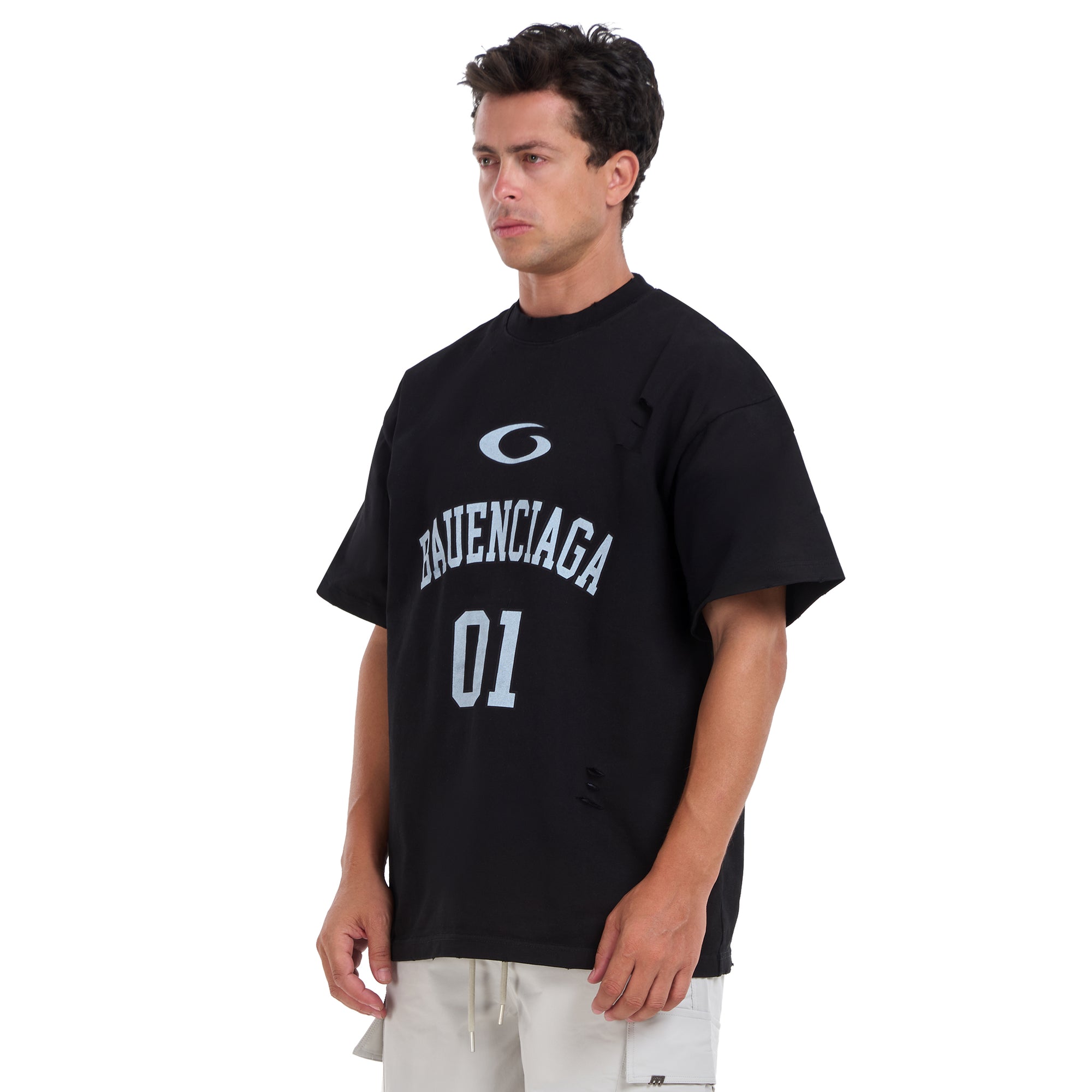 Black Ripped Short Sleeves T-shirt