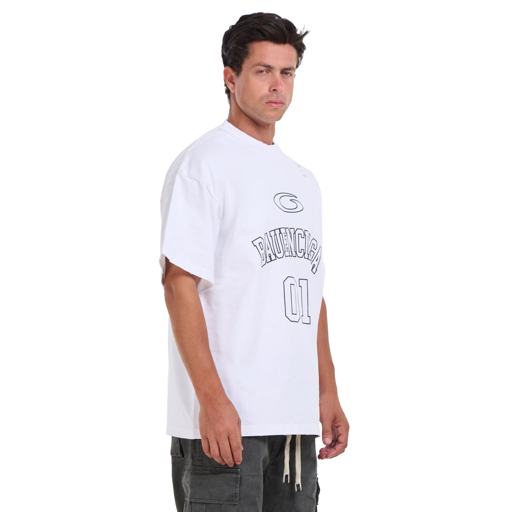 White Ripped Short Sleeves T-shirt