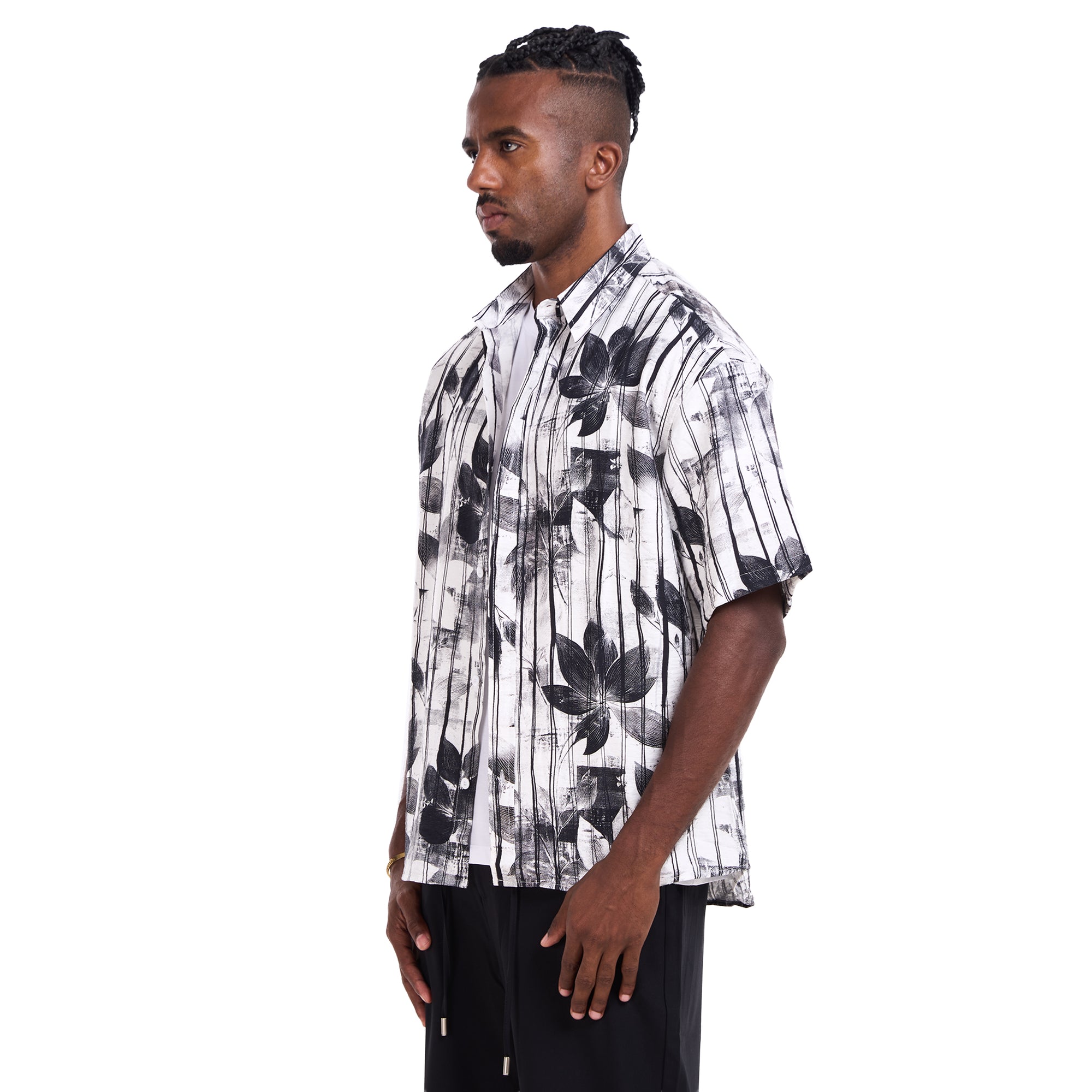 White Leaf Print Shirt