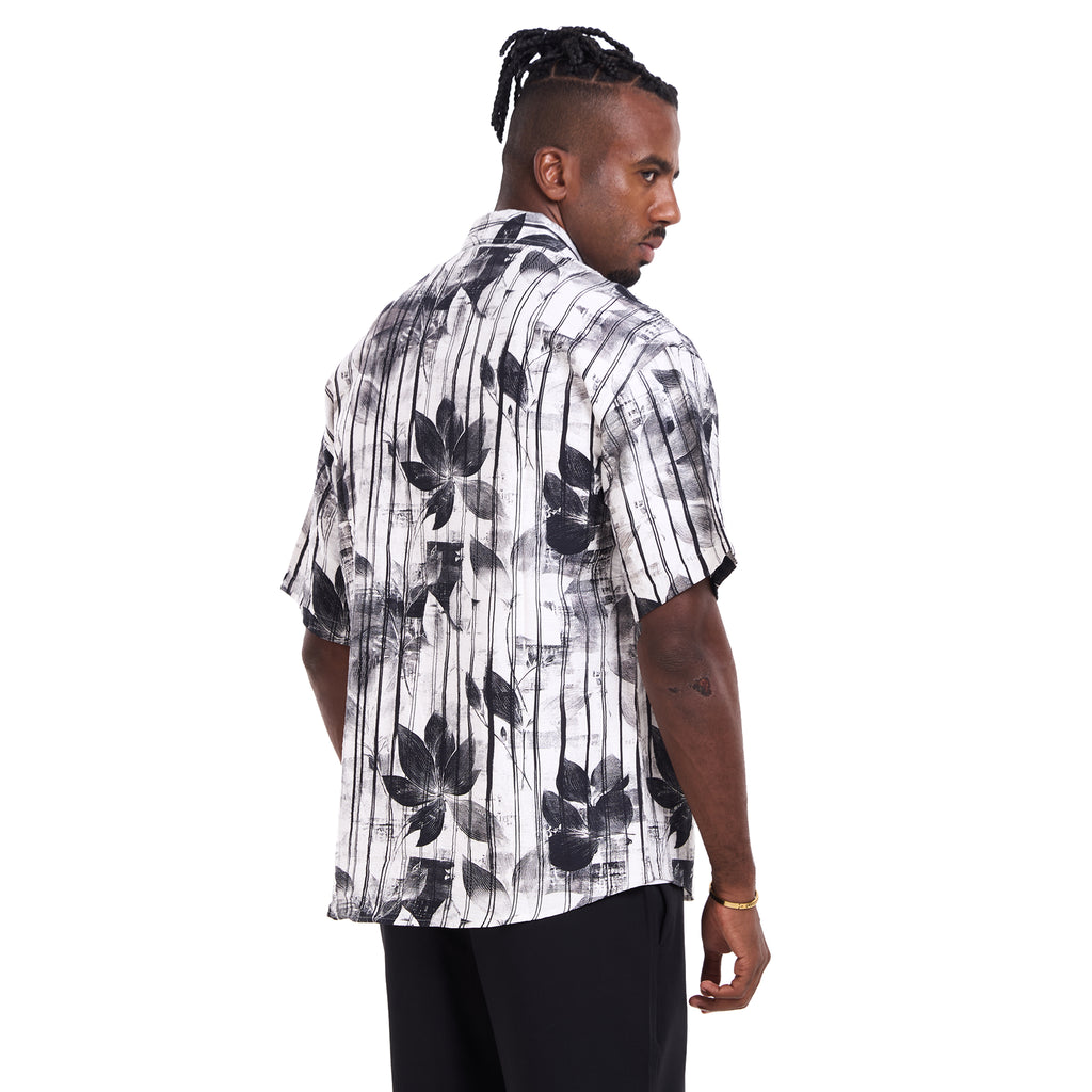 White Leaf Print Shirt
