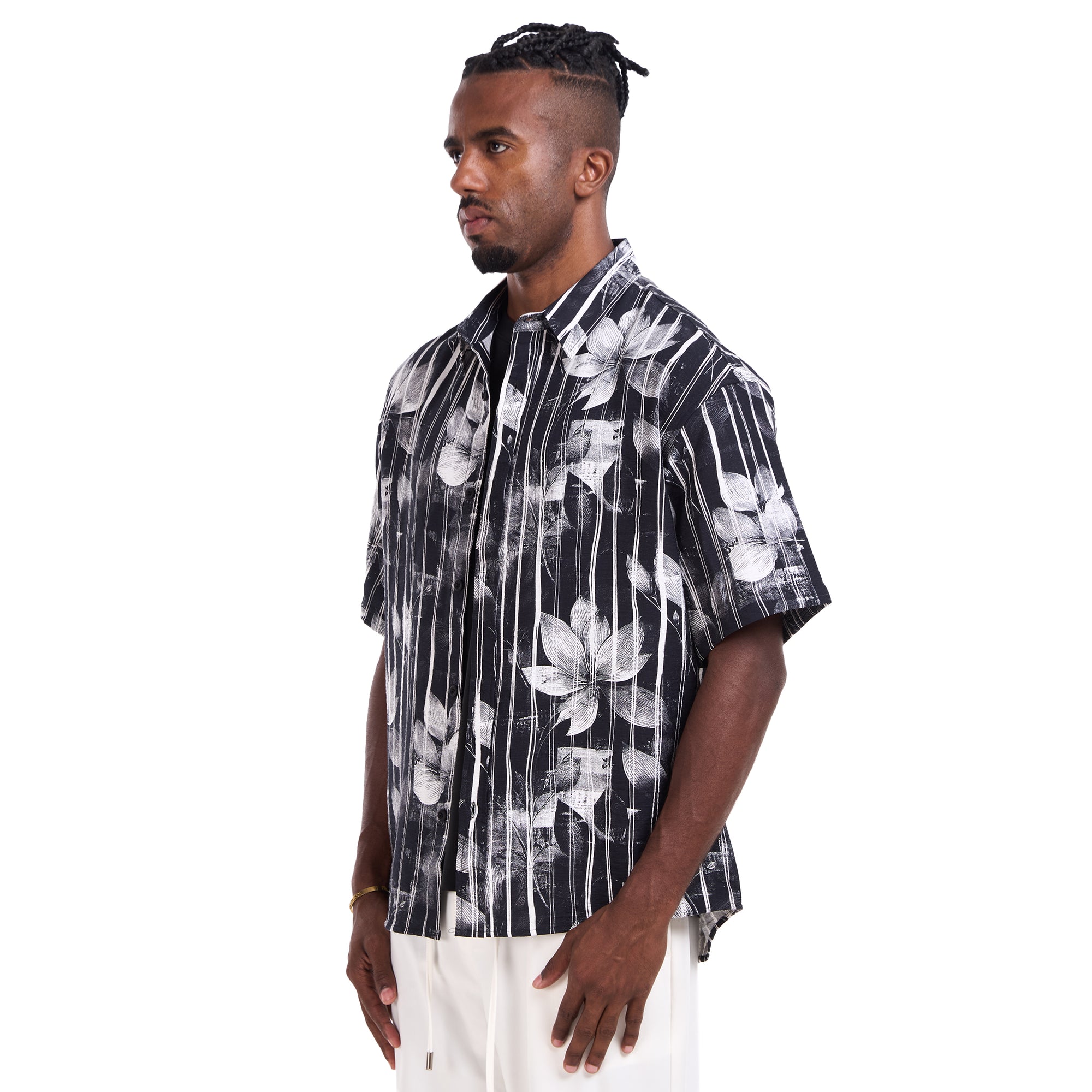 Black Leaf Print Shirt
