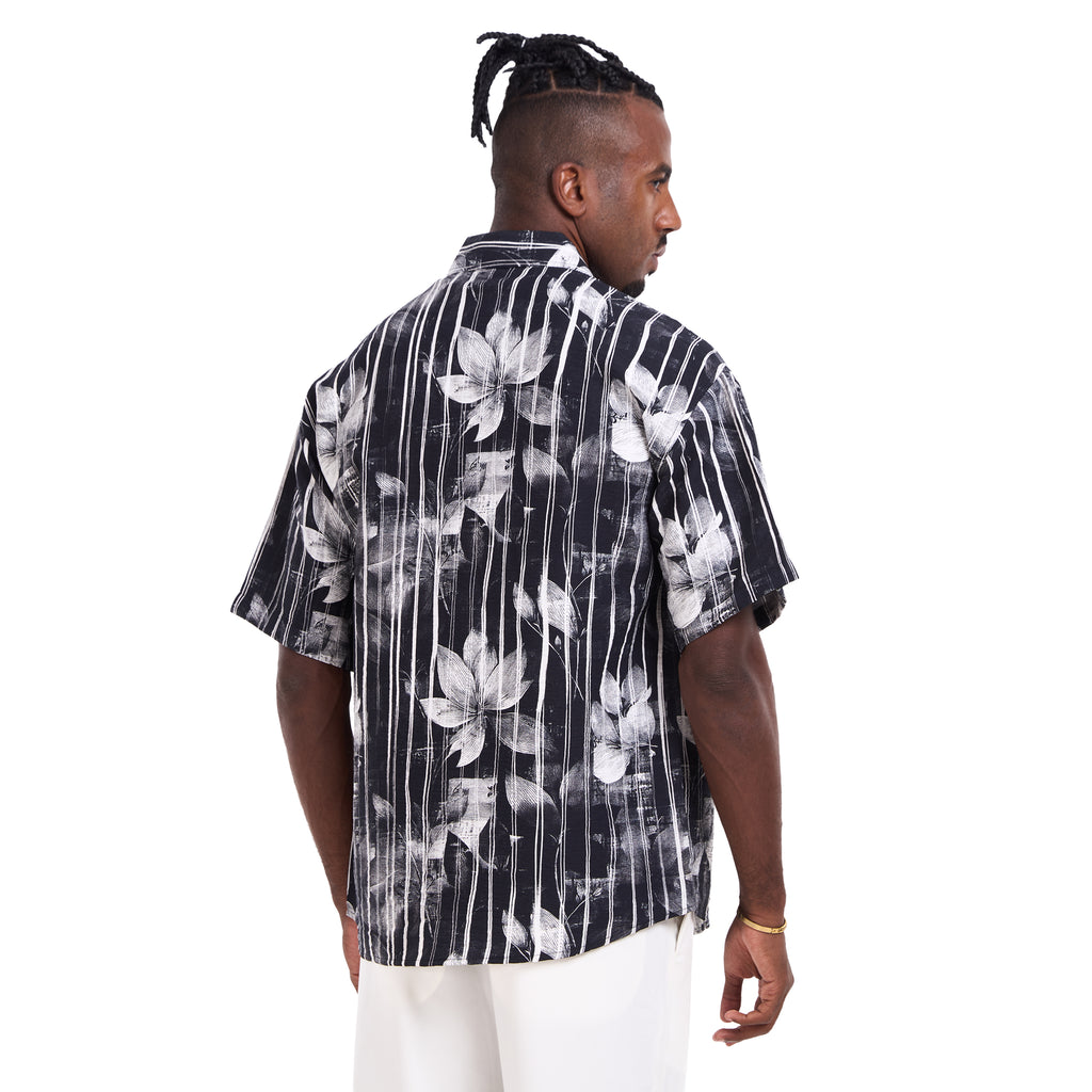 Black Leaf Print Shirt