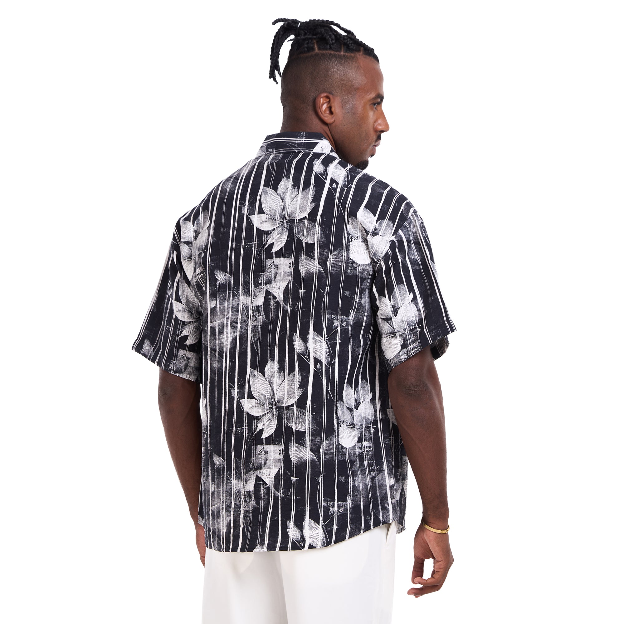 Black Leaf Print Shirt