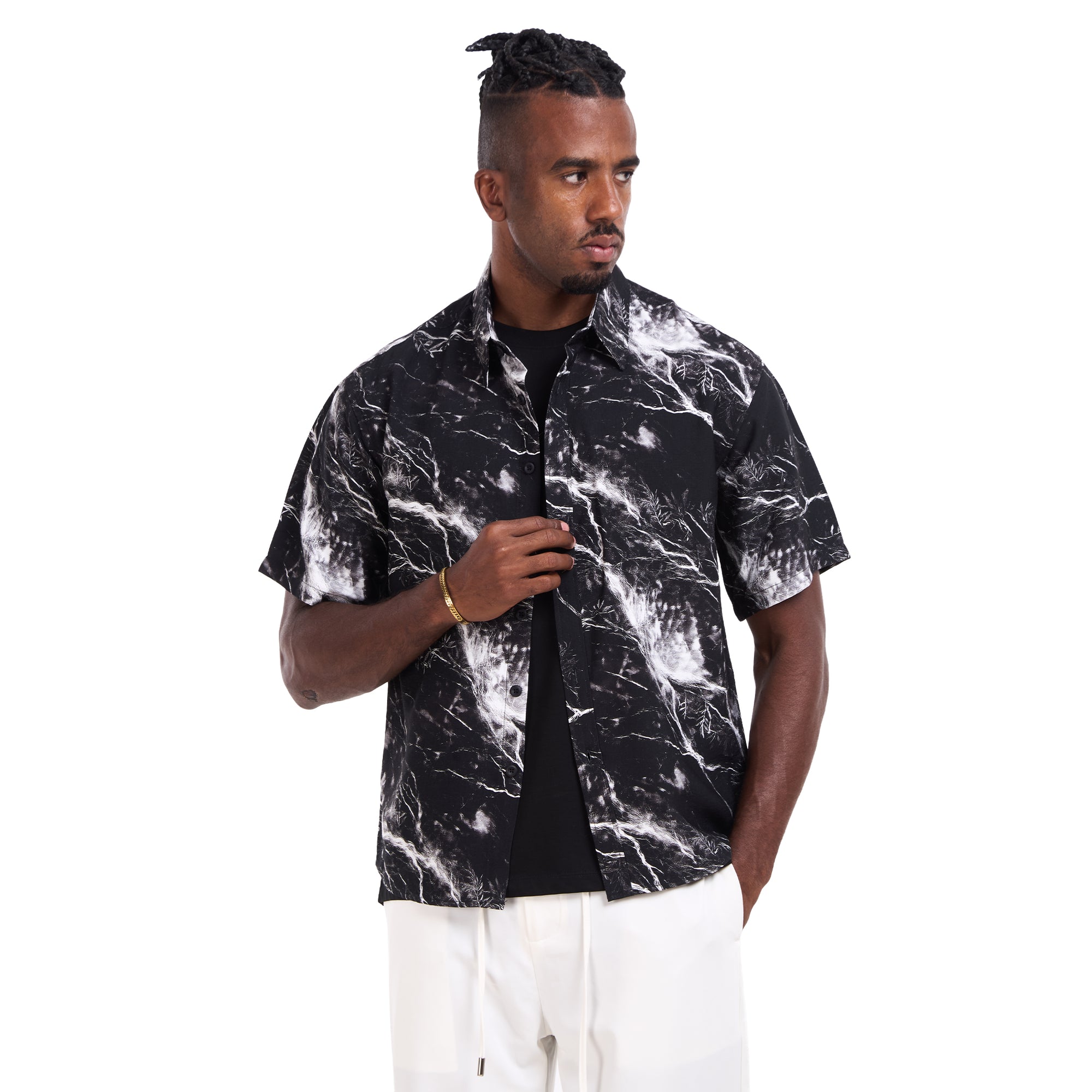 Black Marble Print Shirt