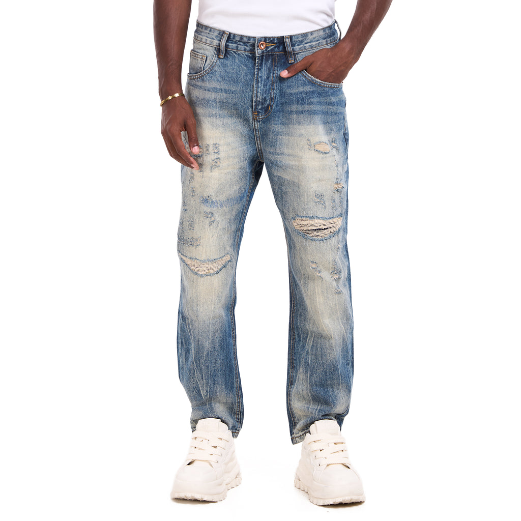 Blue Ripped Slim Fit Jeans