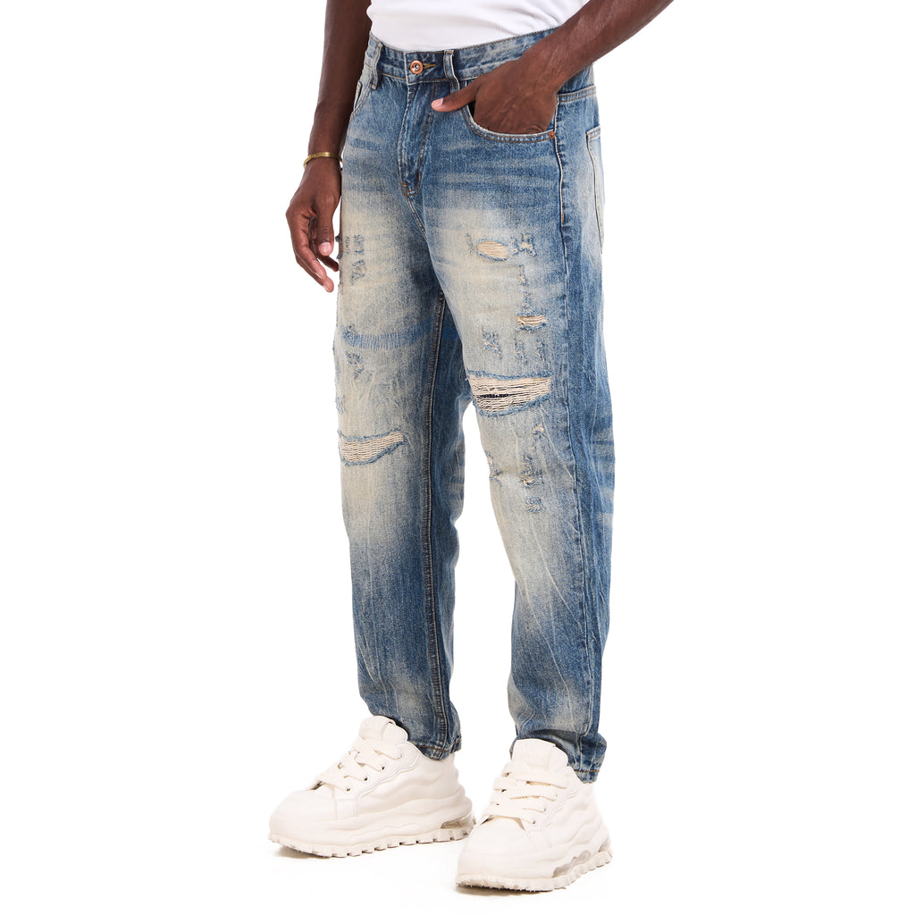 Blue Ripped Slim Fit Jeans