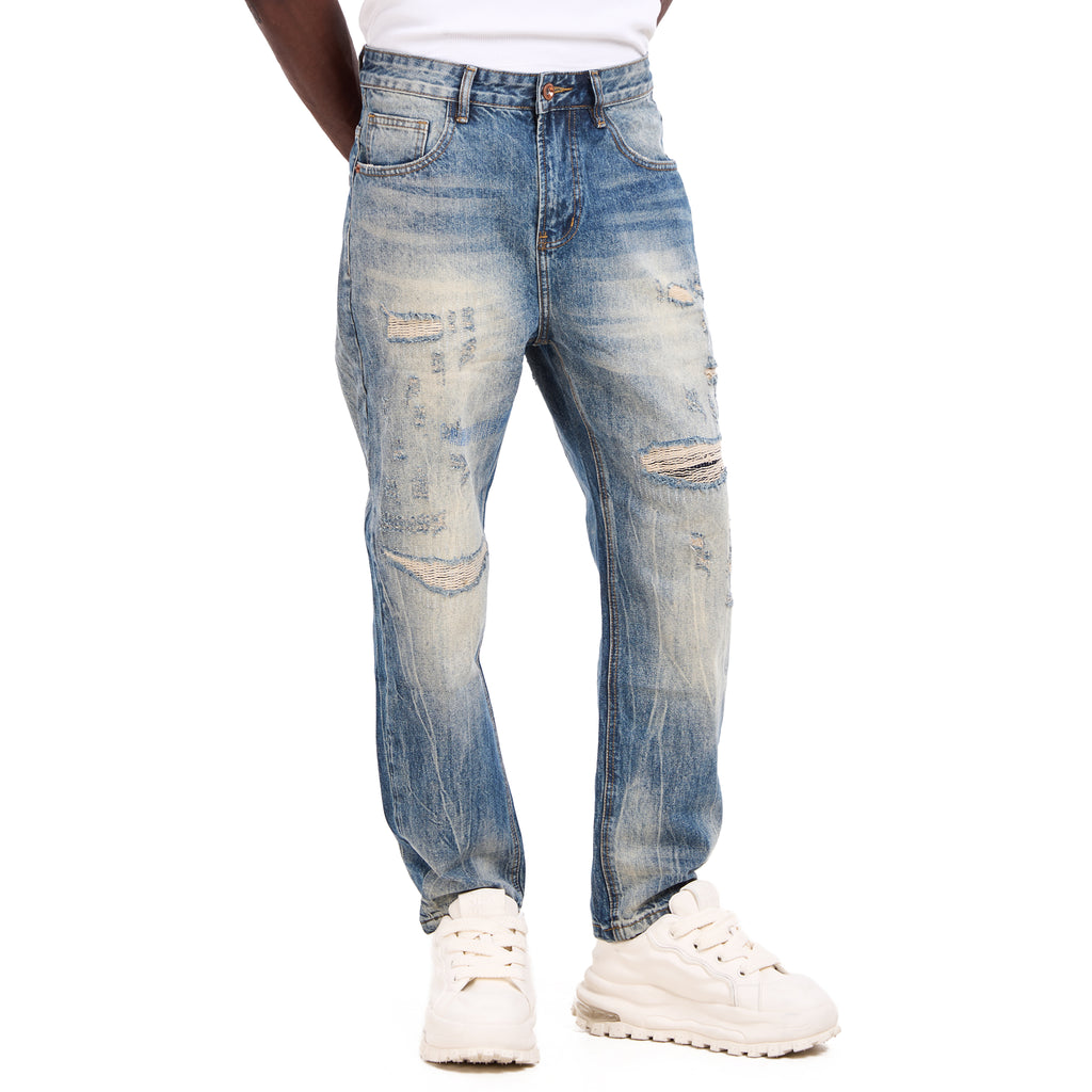 Blue Ripped Slim Fit Jeans