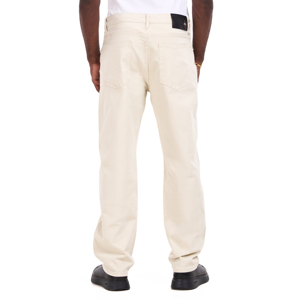 Beige Carpenter Style Slim Fit Jeans