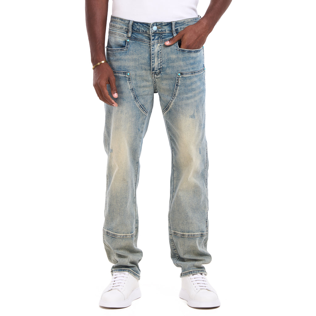 Blue Rusty Carpenter Style Slim Fit Jeans