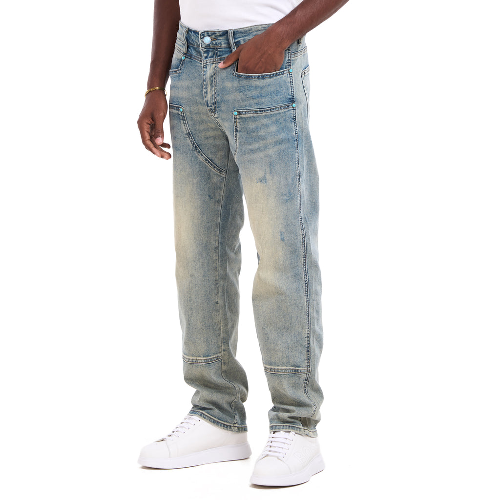 Blue Rusty Carpenter Style Slim Fit Jeans