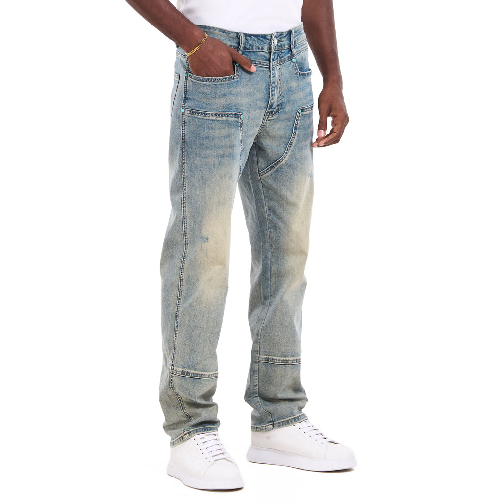 Blue Rusty Carpenter Style Slim Fit Jeans