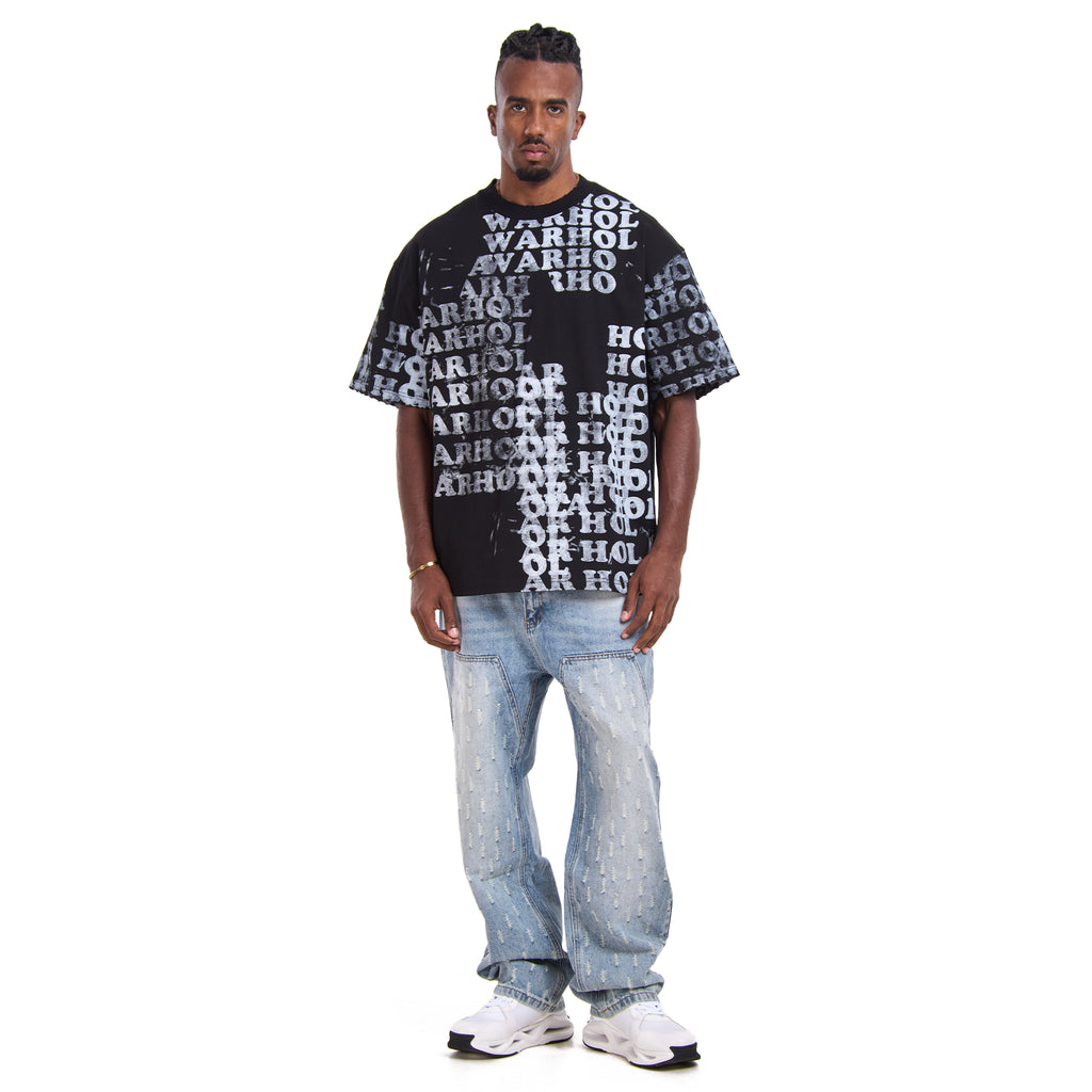 Black Printed words T-shirt