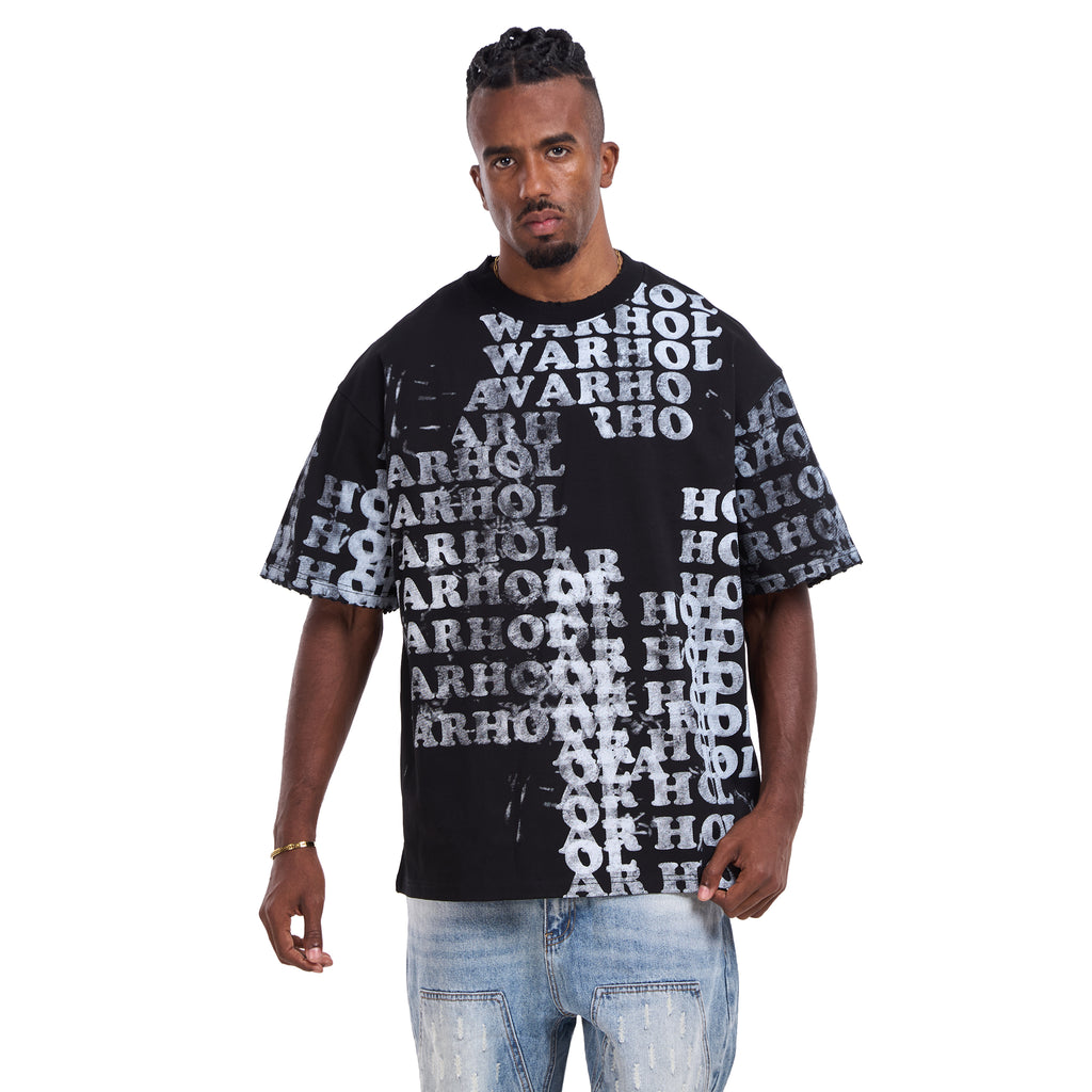 Black Printed words T-shirt