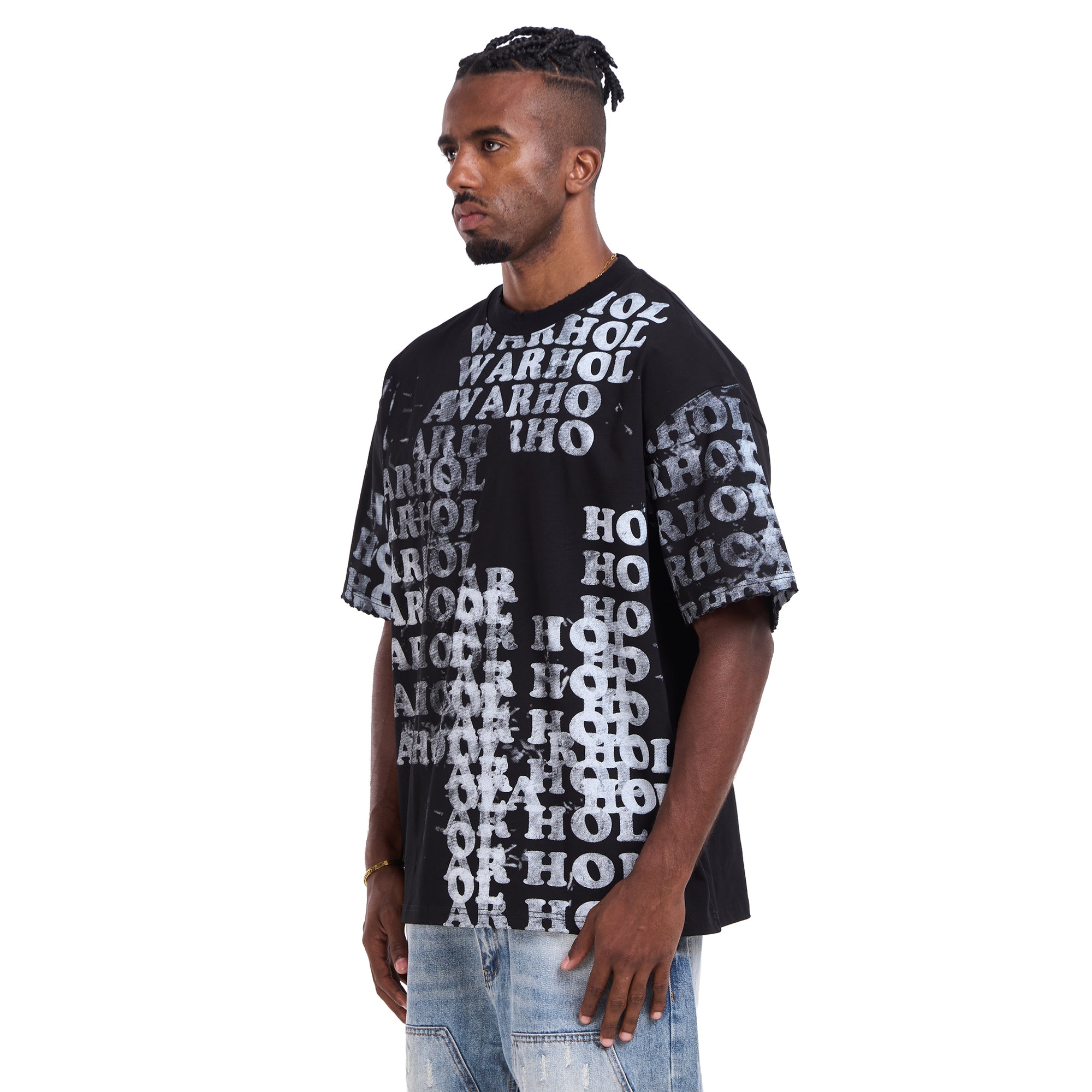 Black Printed words T-shirt