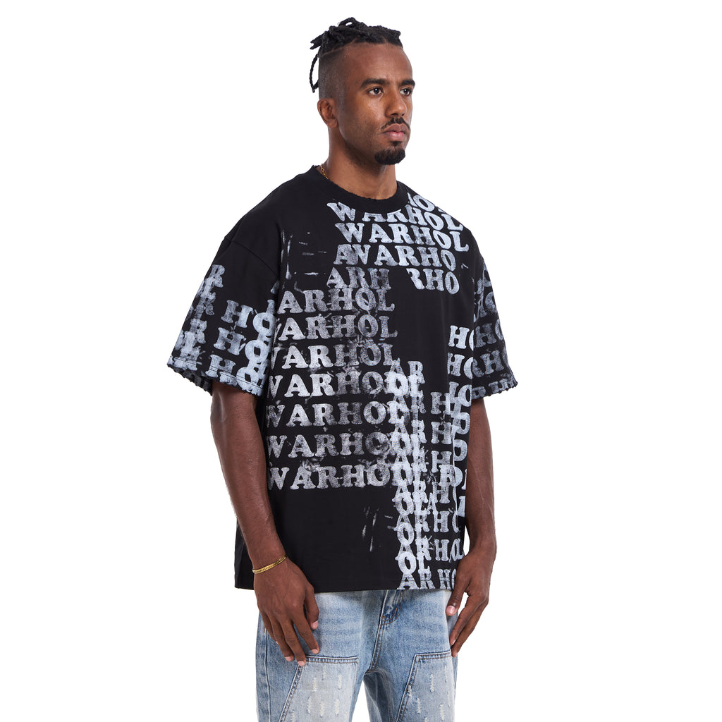 Black Printed words T-shirt