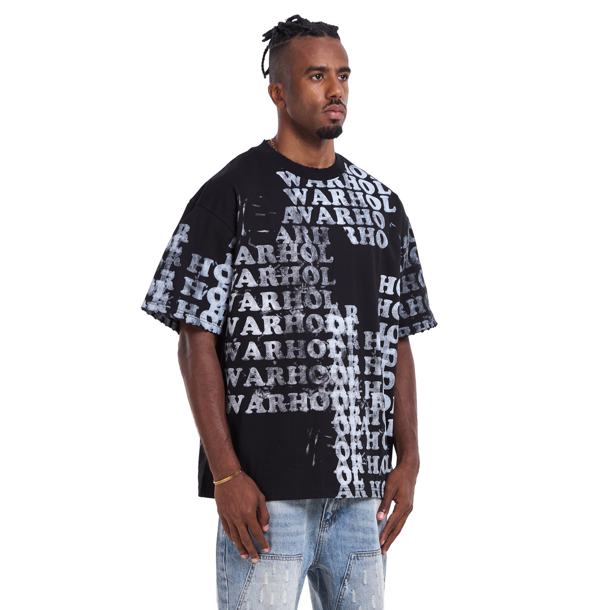 Black Printed words T-shirt