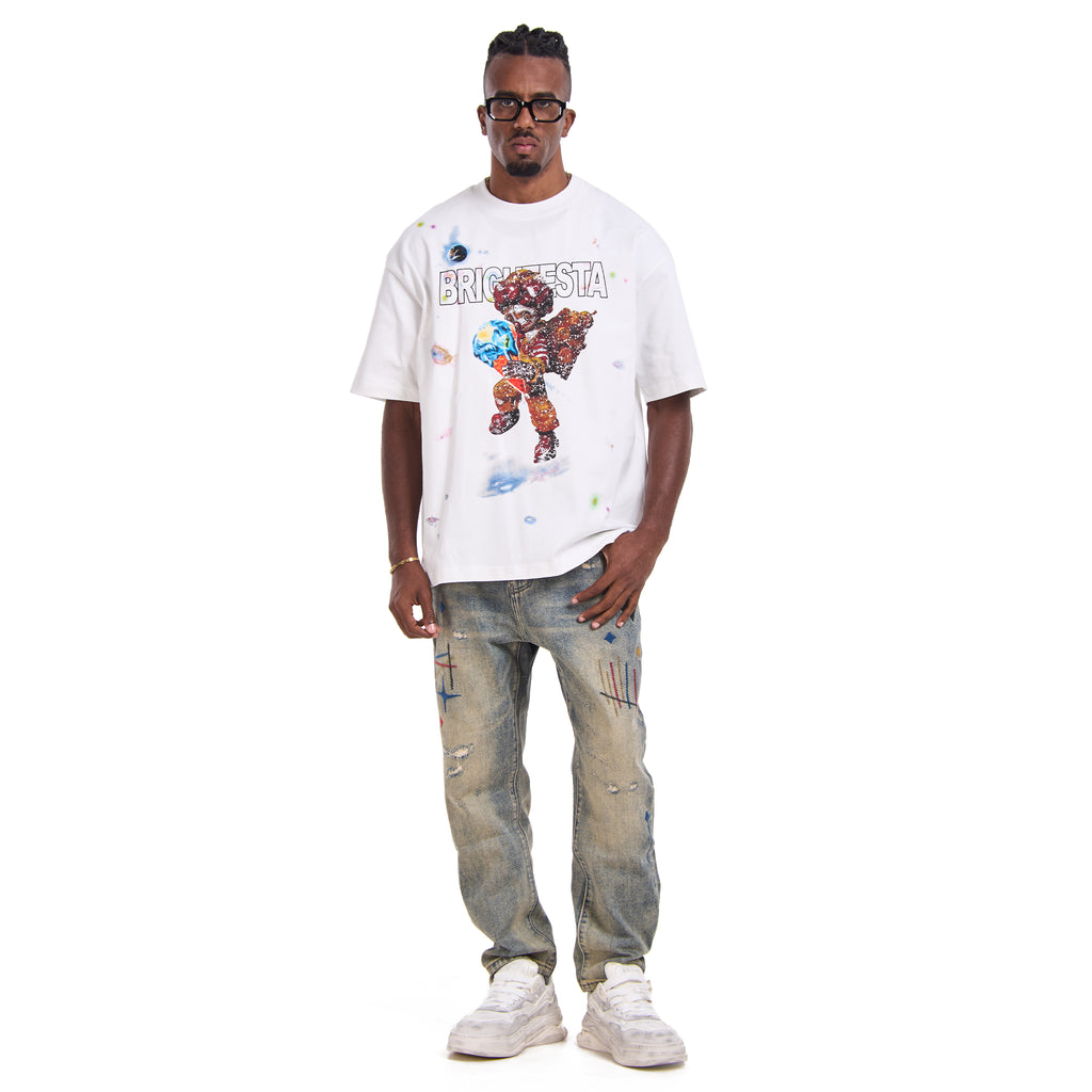 White Clown Ice Cream Printed T-shirt