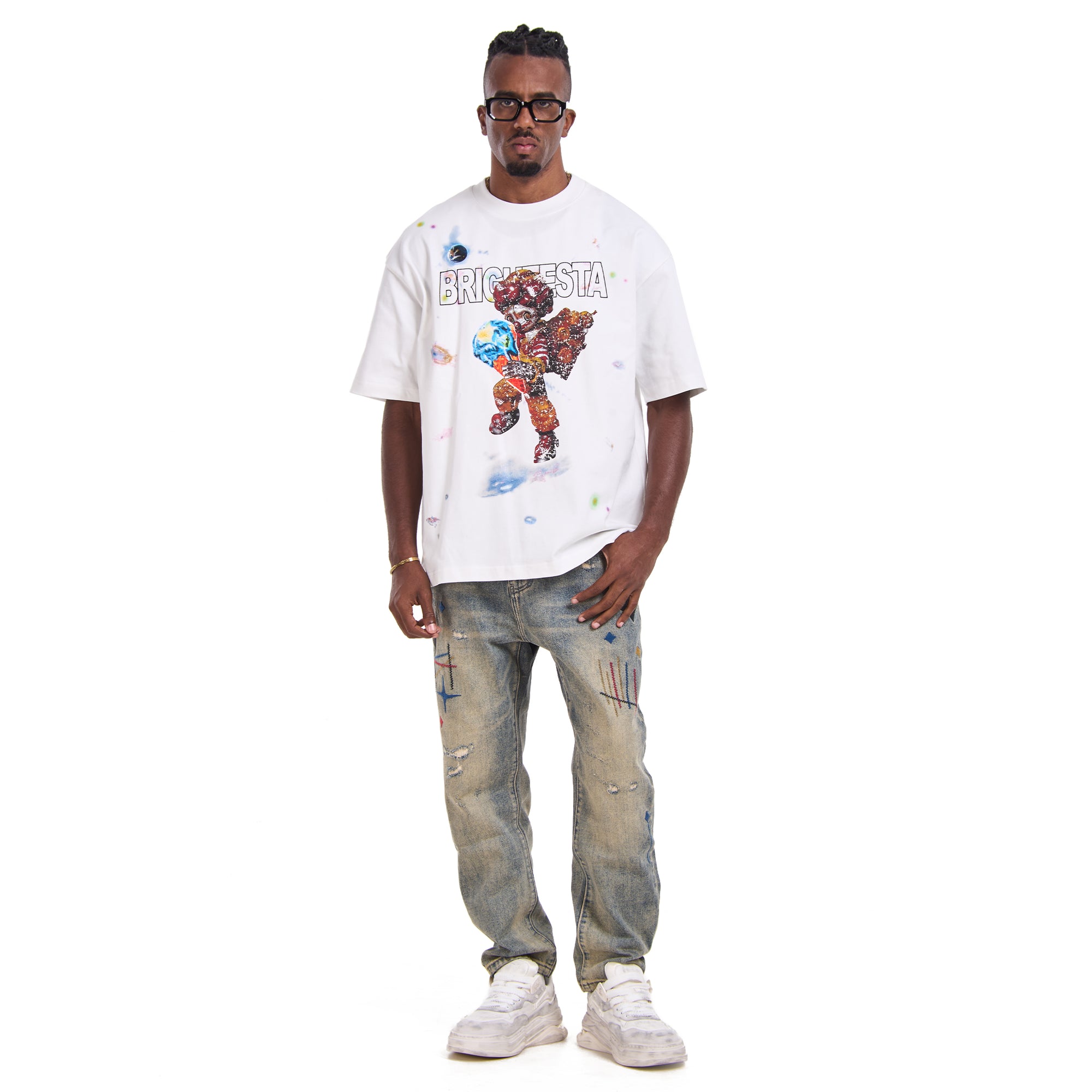 White Clown Ice Cream Printed T-shirt
