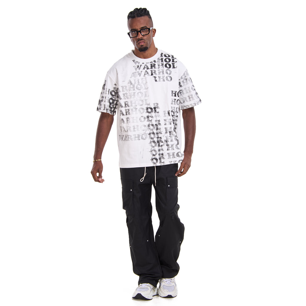 White Printed words T-shirt