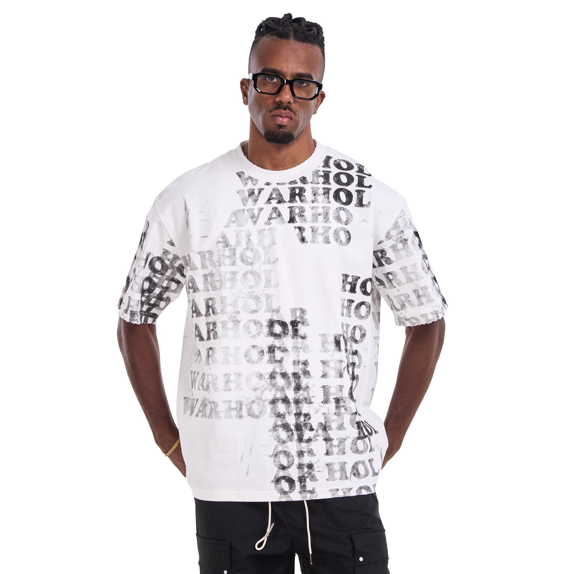 White Printed words T-shirt