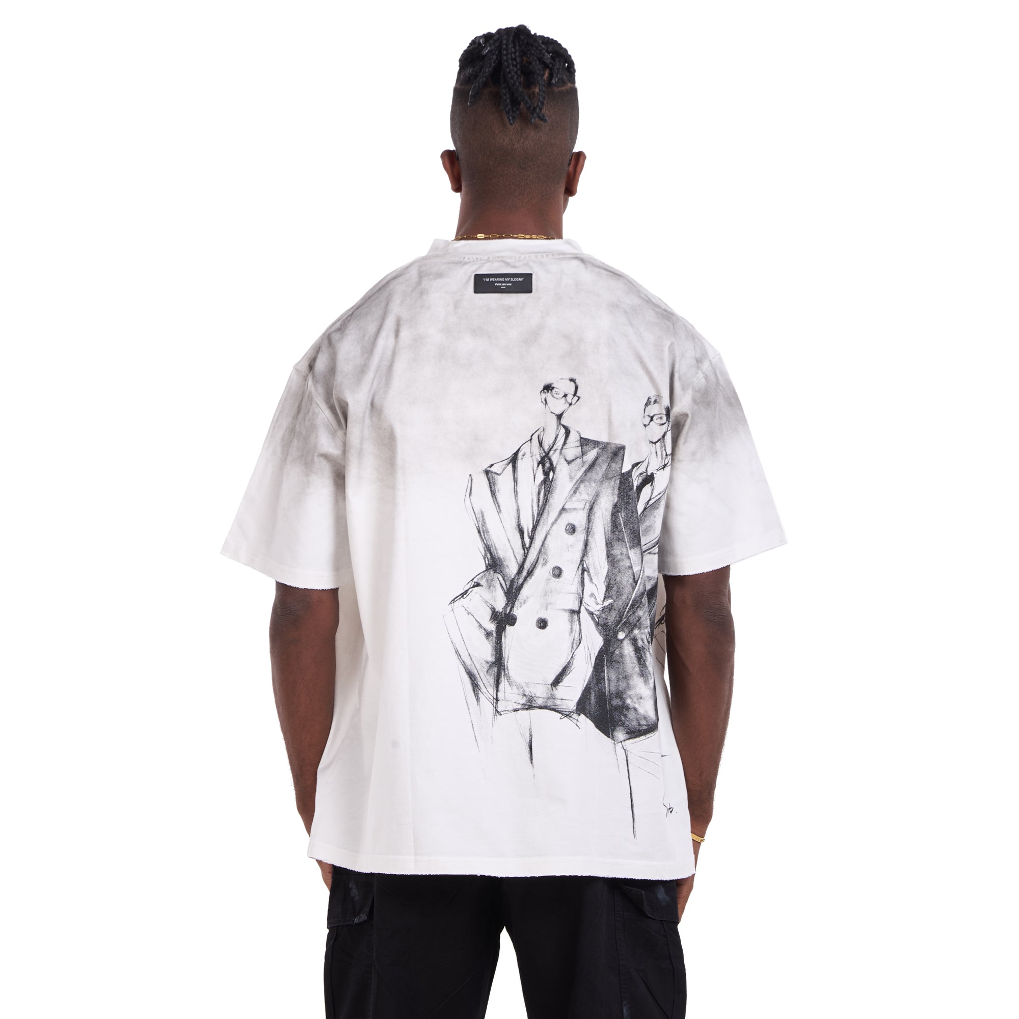 White Printed Suit Oversize T-shirt