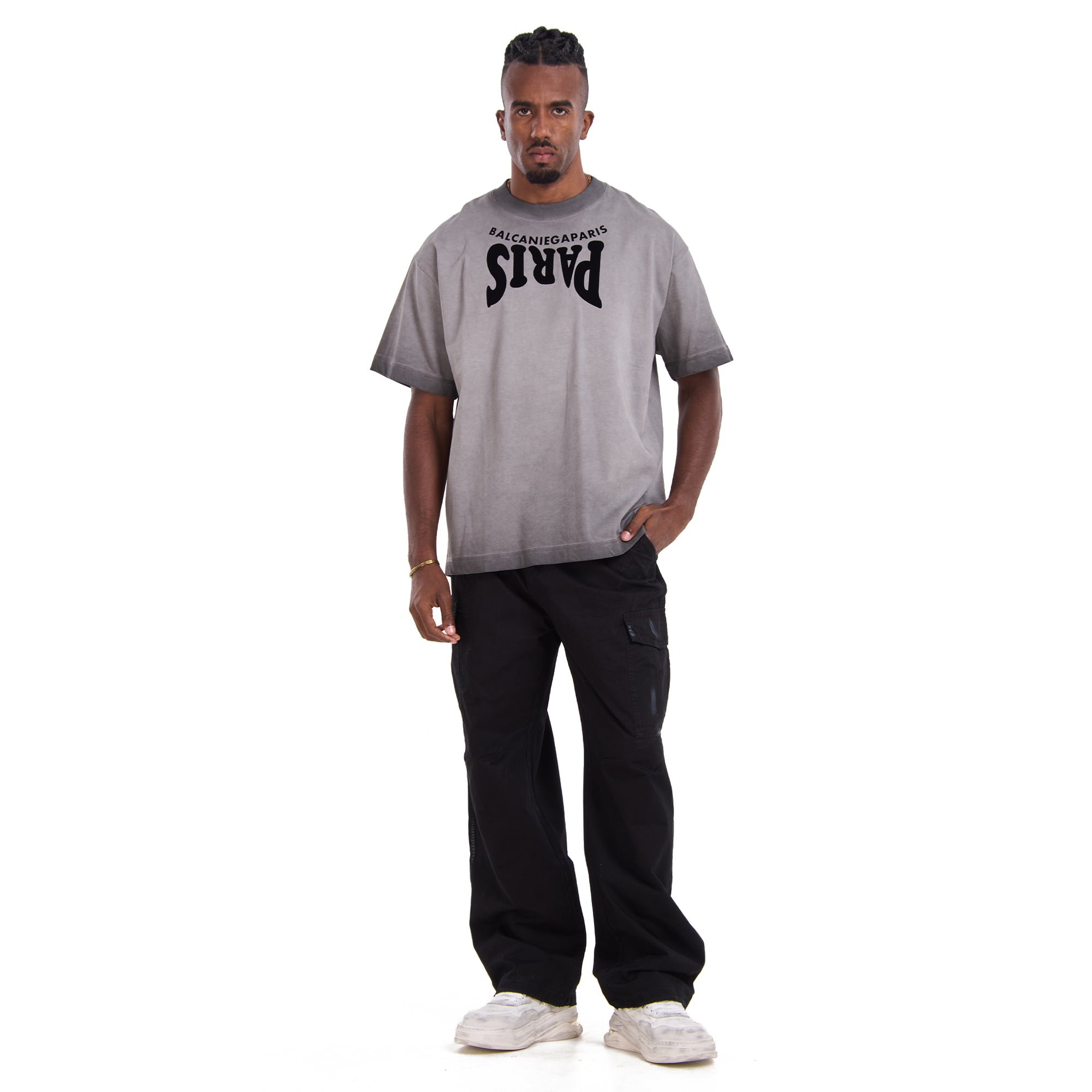 Gray Balenciaga Paris Oversize T-shirt