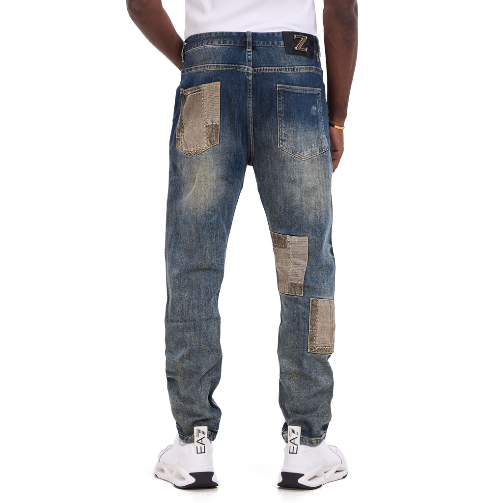 Blue Sand Wash Embellish Slim Fit Jeans