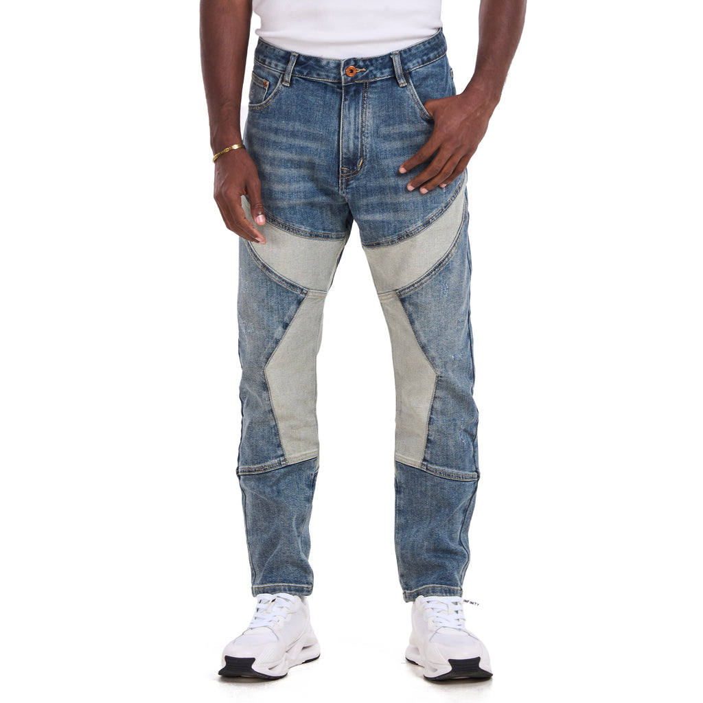 Blue Dual Tone Utility Slim Fit Jeans