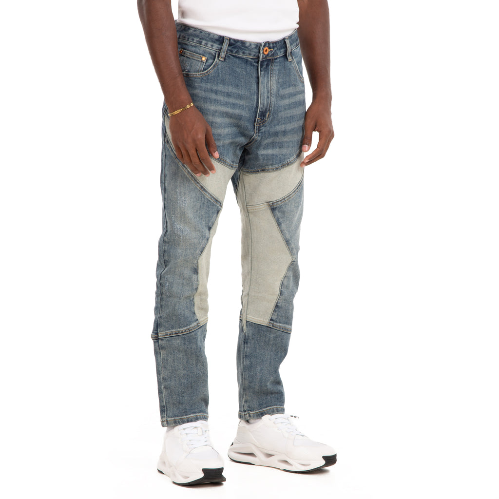 Blue Dual Tone Utility Slim Fit Jeans