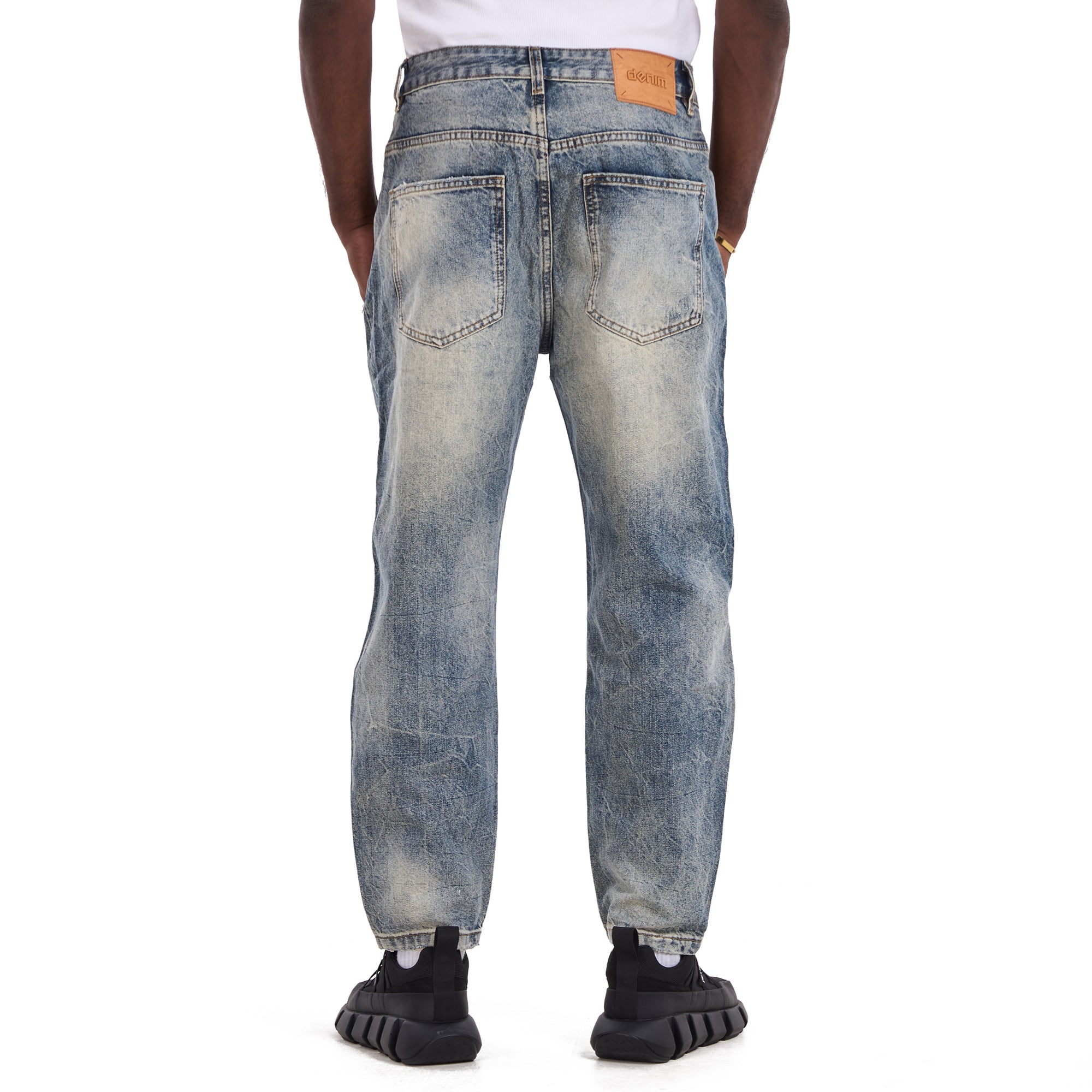 Blue Washed Vintage subtle Statment Regular Jeans