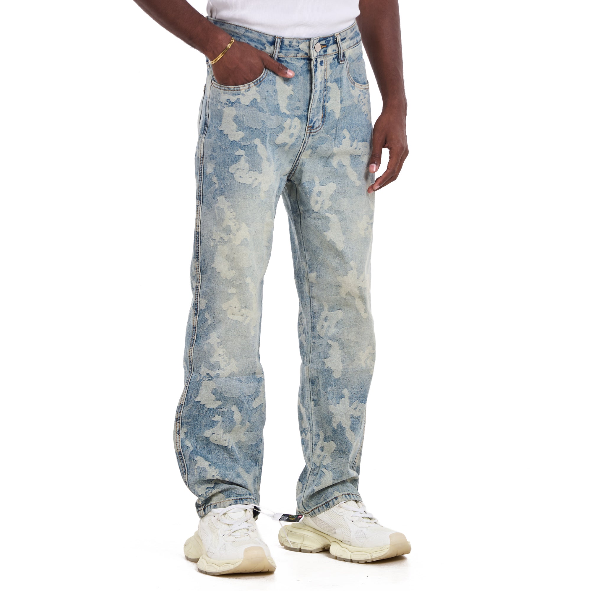 Washed Light Blue Embroidery Relaxed Fit Jeans