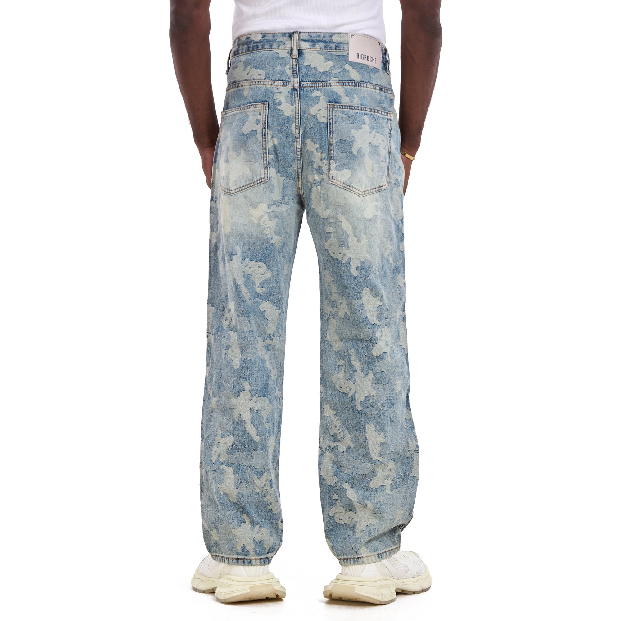 Washed Light Blue Embroidery Relaxed Fit Jeans