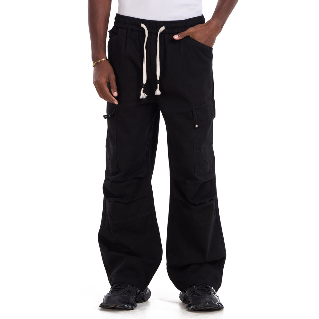 Black Comfy Cargo With Pockets Trousers