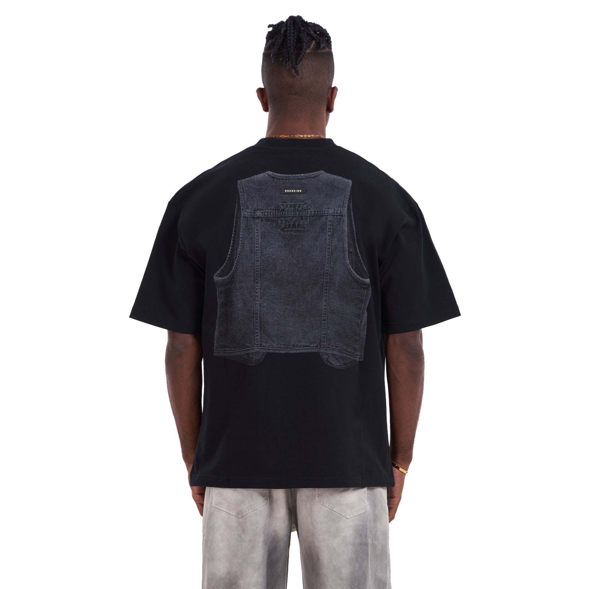 Black Printed Vest Oversize T-shirt