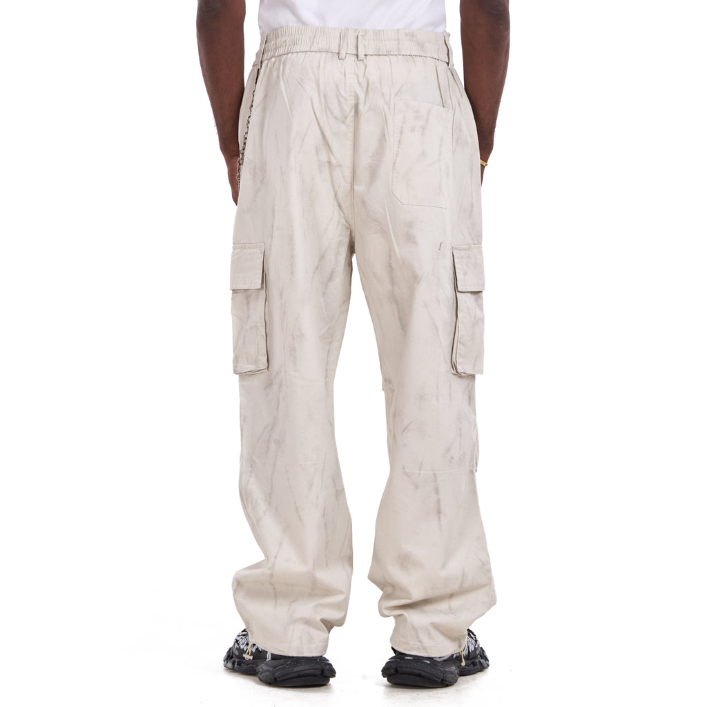 Beige Marble Cargo With Pockets Trousers