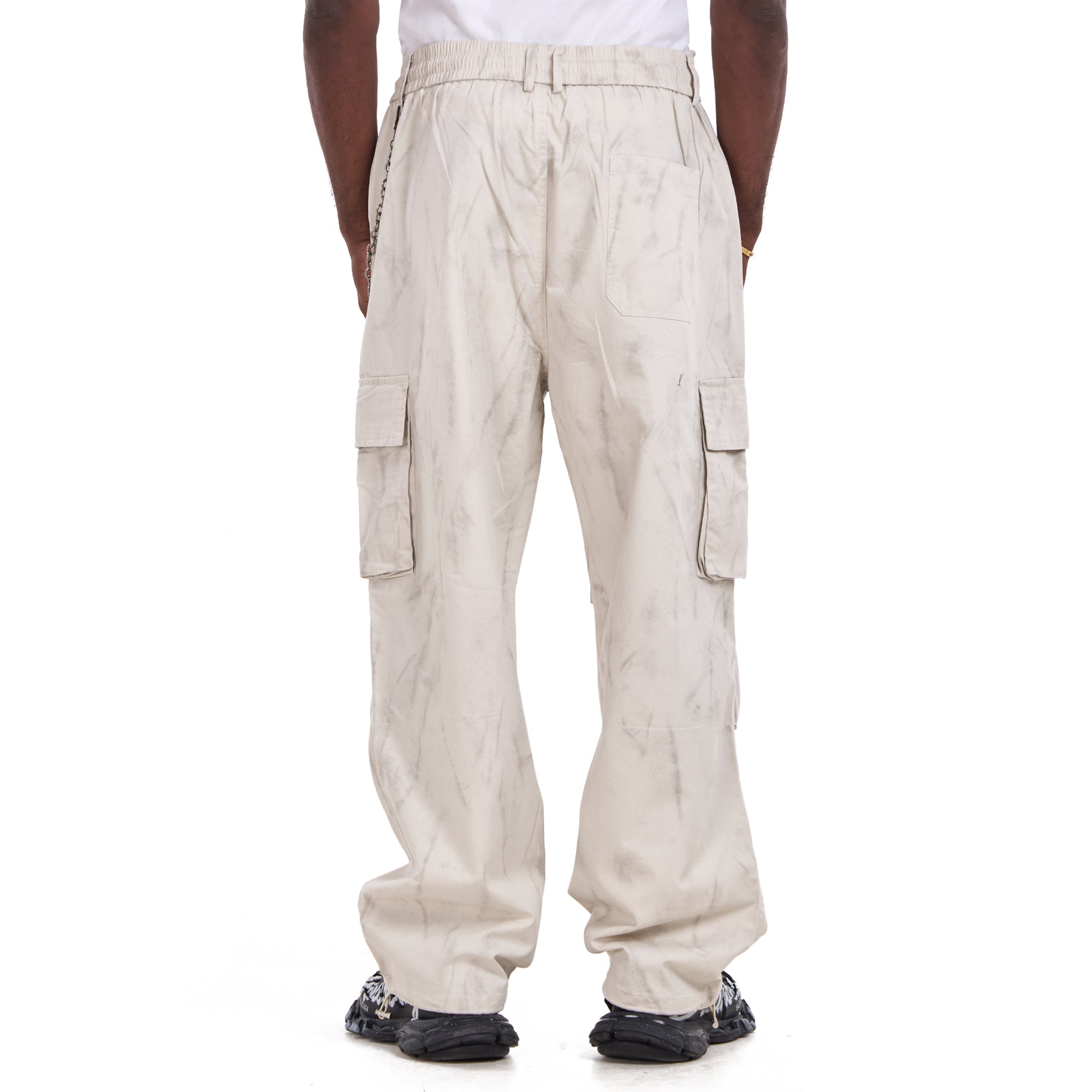 Beige Marble Cargo With Pockets Trousers