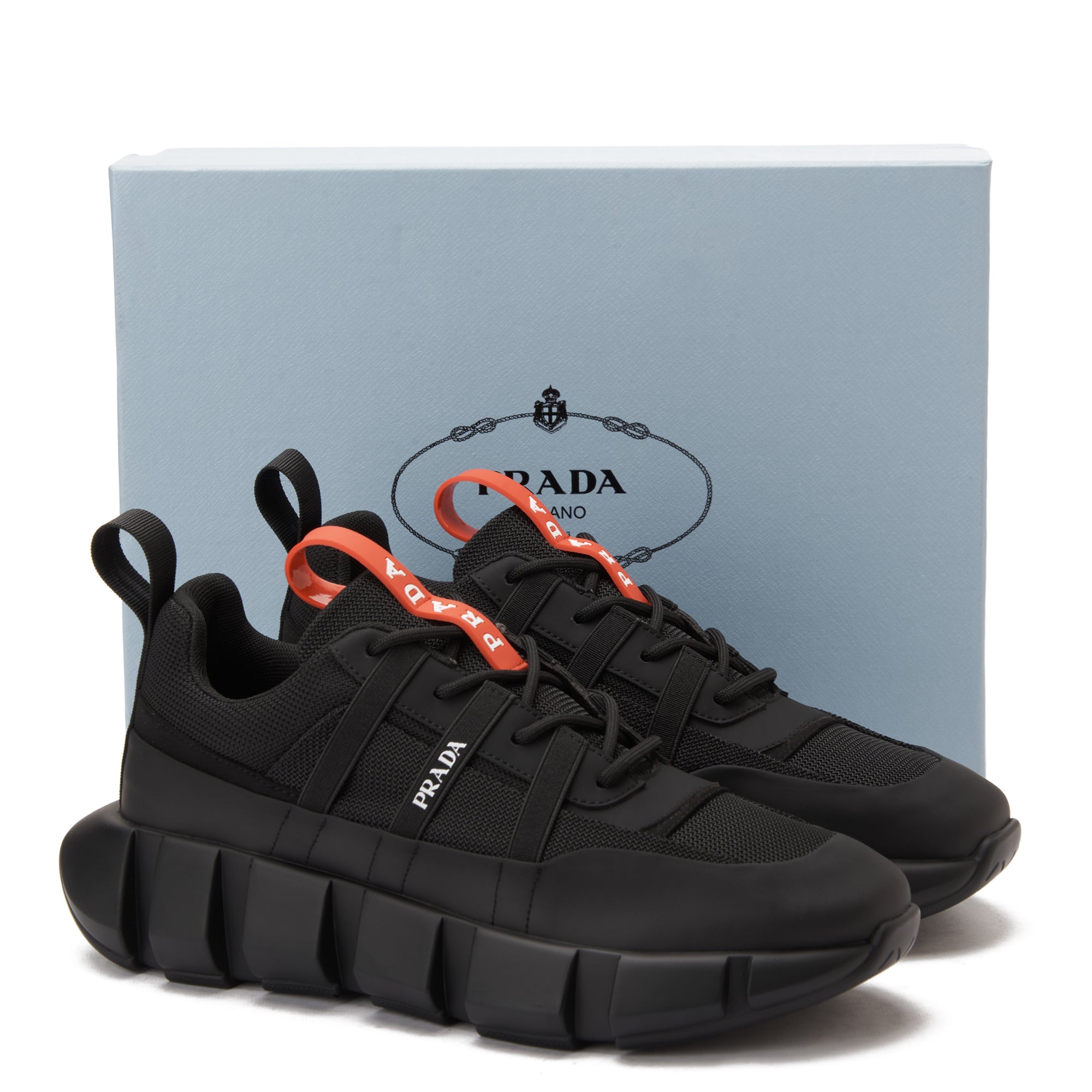Black Prada With Red Label Sneakers Luxury Shoes