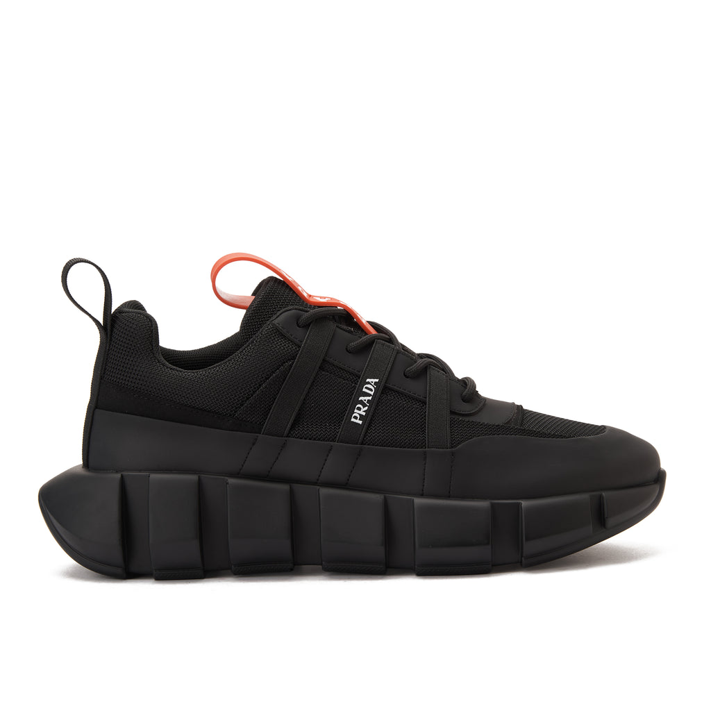 Black Prada With Red Label Sneakers Luxury Shoes