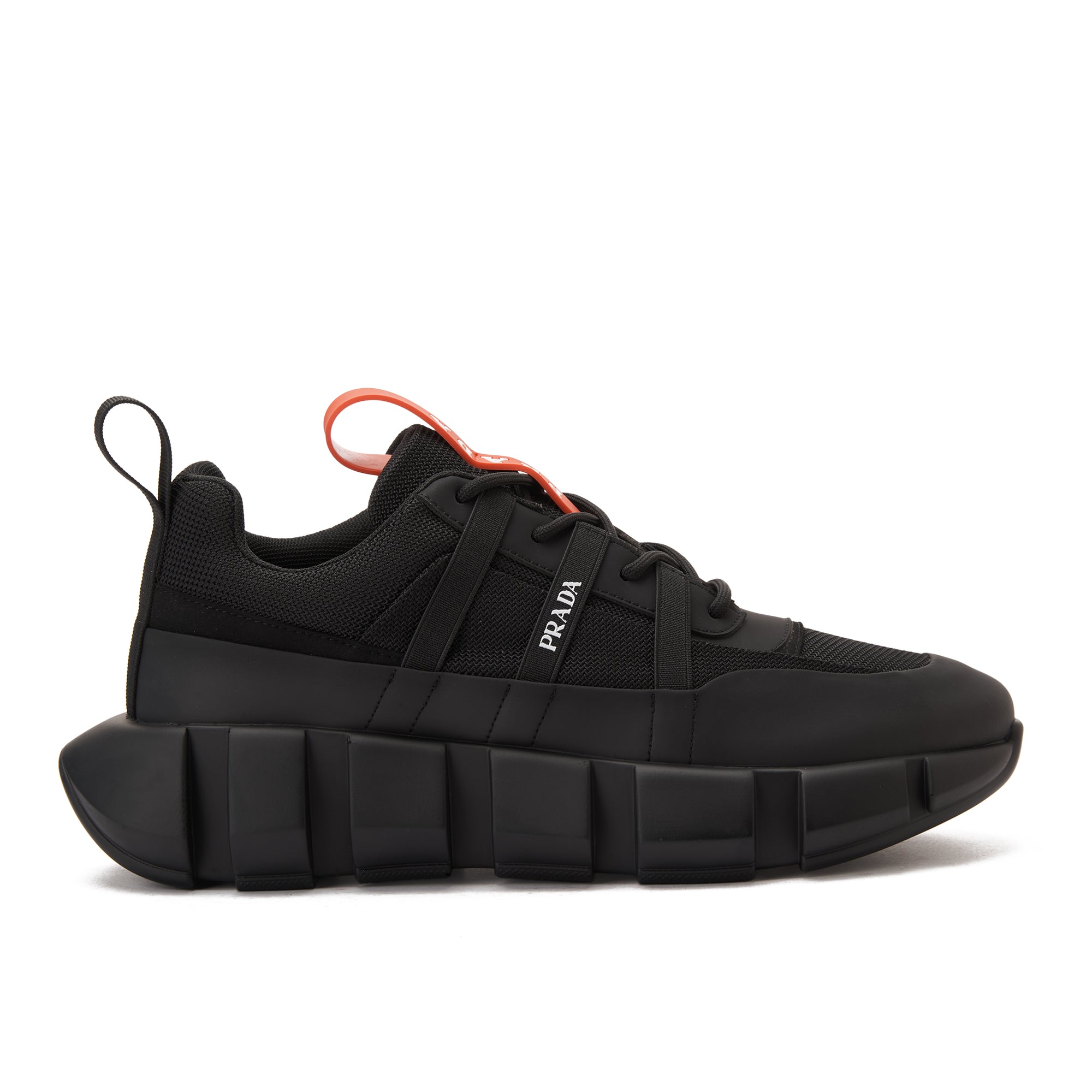 Black Prada With Red Label Sneakers Luxury Shoes