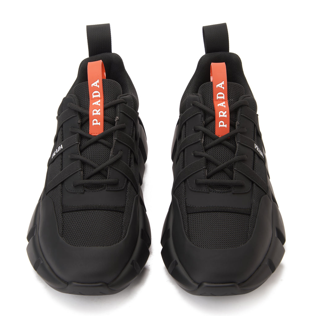 Black Prada With Red Label Sneakers Luxury Shoes